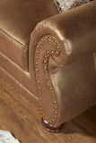 English Elm Leinster Faux Leather Sofa and Loveseat With Antique Bronze Nailheads