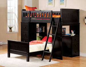 English Elm Black Twin Panel Bed With Classic Charm, Sturdy Slats & Beadboard Headboard For Timeless Style B062S00583