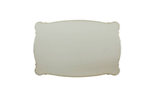 English Elm Antique scalloped-top end table with Queen Anne legs, square design and lower shelf for display elegance Ivory B062P209106