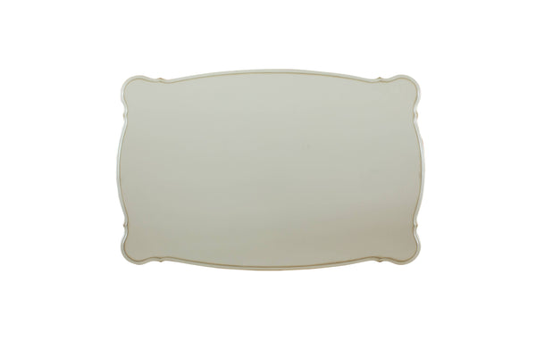 English Elm Antique scalloped-top end table with Queen Anne legs, square design and lower shelf for display elegance Ivory B062P209106