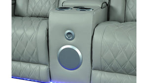 English Elm Fortuner 3PC Gray Faux Leather Living Room Set with LED, Massage, Power Recliners, Bluetooth Speakers B009S01498