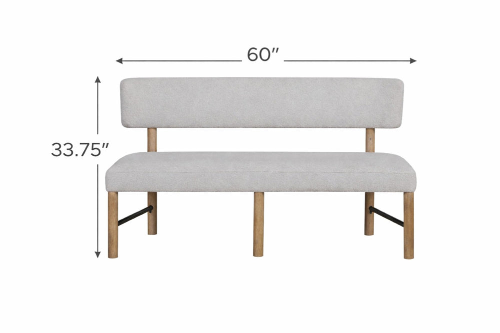 English Elm Upholstered Dining Bench with Oak Finish Frame for Farmhouse or Modern Decor B2699P443202