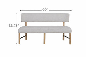 English Elm Upholstered Dining Bench with Oak Finish Frame for Farmhouse or Modern Decor B2699P443202
