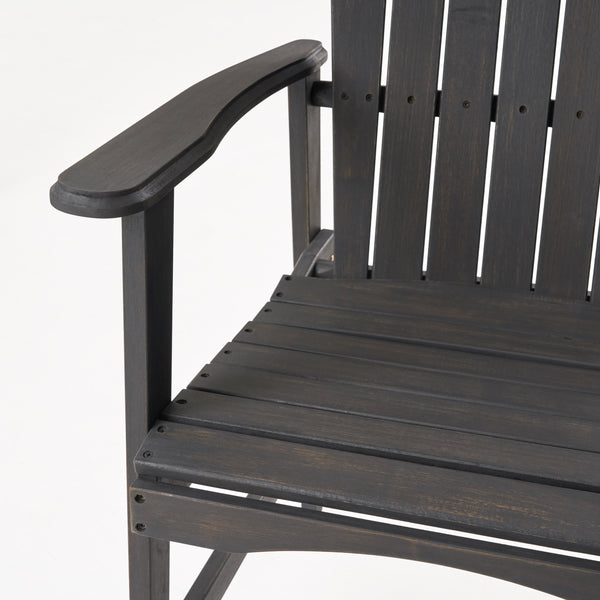 English Elm Christopher Knight Home® - Outdoor Acacia Wood Adirondack Dining Chairs Set of 2 — Weather-Resistant Patio Armchairs with Rustic Charm and Comfort DARK GREY 64844.00DGRY