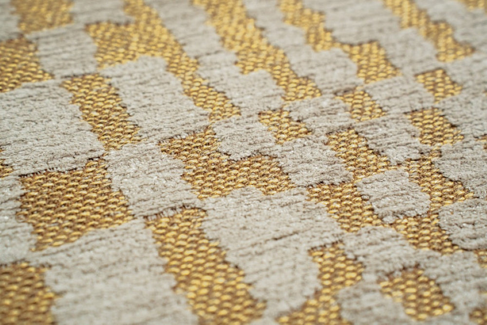 HomeRoots 2 X 5 Gold Beige Geometric Berber Area Rug Machine Washable Uv Protected Pet Fibers 610022