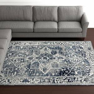 Tribal Area Rug Machine Washable Uv Resistant Recycled Pet Fibers Low Pile Indoor