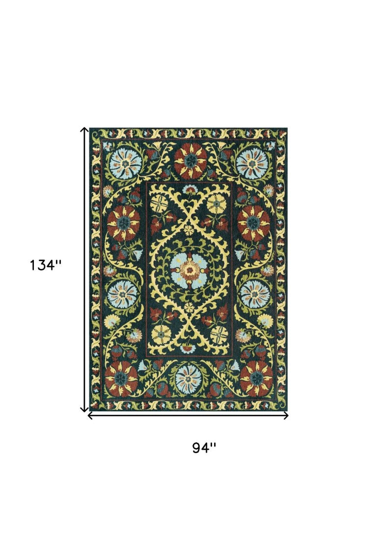 8x11 Tribal Washable Area Rug Recycled Pet Fibers Uv Fade Resistant Living Room