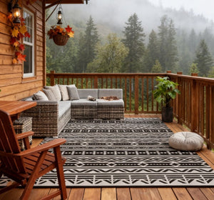 English Elm Geometric Reversible Polypropylene Outdoor Rug Uv Resistant Waterproof Patio Deck Mat T3971P421272