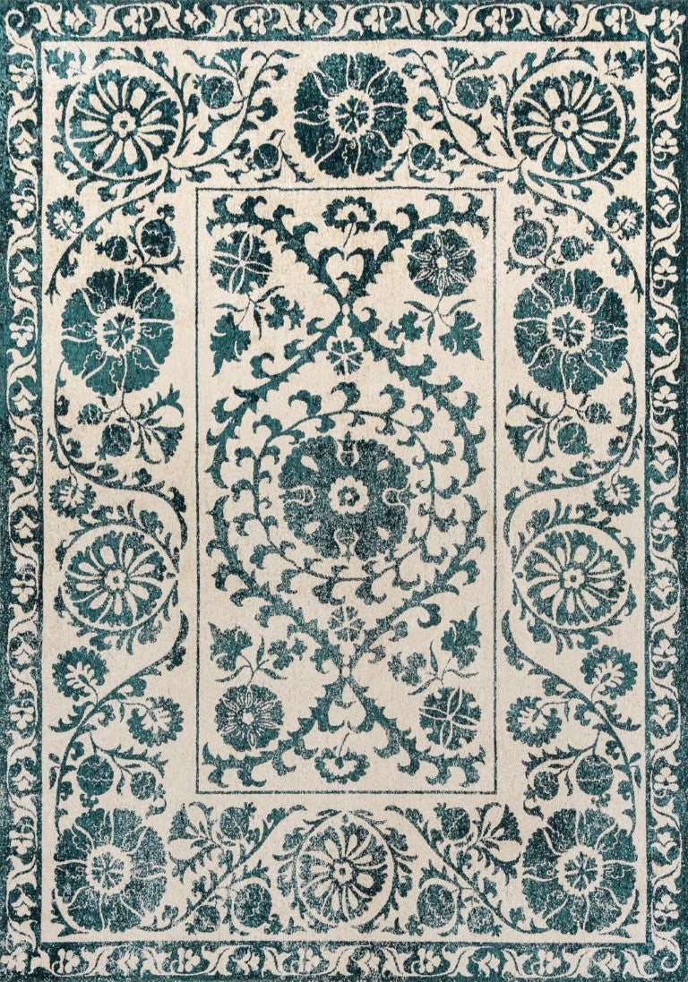 HomeRoots Tribal Area Rug Washable Uv Resistant Recycled Pet Fiber for Living Room and Home Decor 7' x 9' 610067