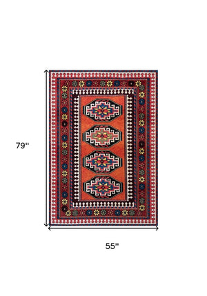 Tribal Washable Area Rug Uv Protected Recycled Pet Low Pile Bold Indoor Outdoor Design