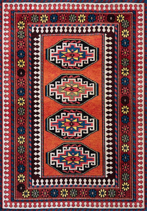 Tribal Washable Area Rug Uv Protected Recycled Pet Low Pile Bold Indoor Outdoor Design