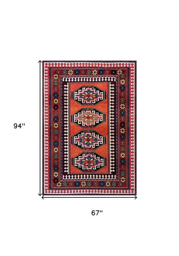 Tribal Washable Area Rug Uv Protected Recycled Pet Low Pile Bold Indoor Outdoor Design