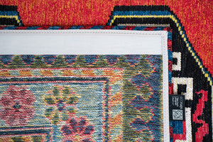 Tribal Washable Area Rug Uv Protected Recycled Pet Low Pile Bold Indoor Outdoor Design