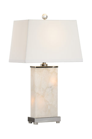 Wildwood Allen Alabaster Table Lamp — Polished Nickel Base, Warm Diffused Glow, Masculine Minimalist 29" H 61009