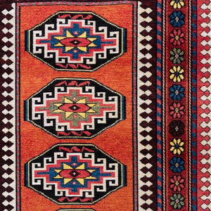 Tribal Washable Area Rug Uv Protected Recycled Pet Low Pile Bold Indoor Outdoor Design