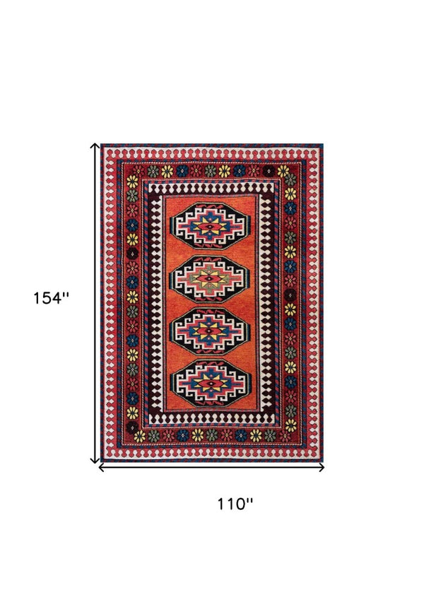 Tribal Washable Area Rug Uv Protected Recycled Pet Low Pile Bold Indoor Outdoor Design