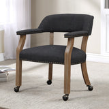 Comfort Pointe Millstone Charcoal Caster Game Chair Charcoal upholstery/Pecan frame finish