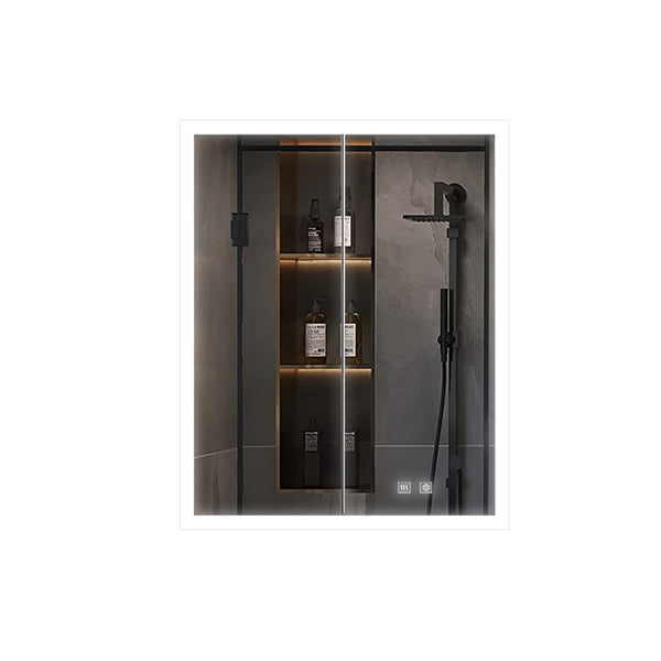 English Elm Mesa Aluminum Led Medicine Cabinet with Defogger Touchscreen and Soft Close Doors B2731P478361