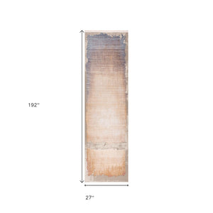 HomeRoots 16' Modern Abstract Runner Rug in Beige, Blue & Brown - Durable, Soft, and Stain-Resistant Design 610105