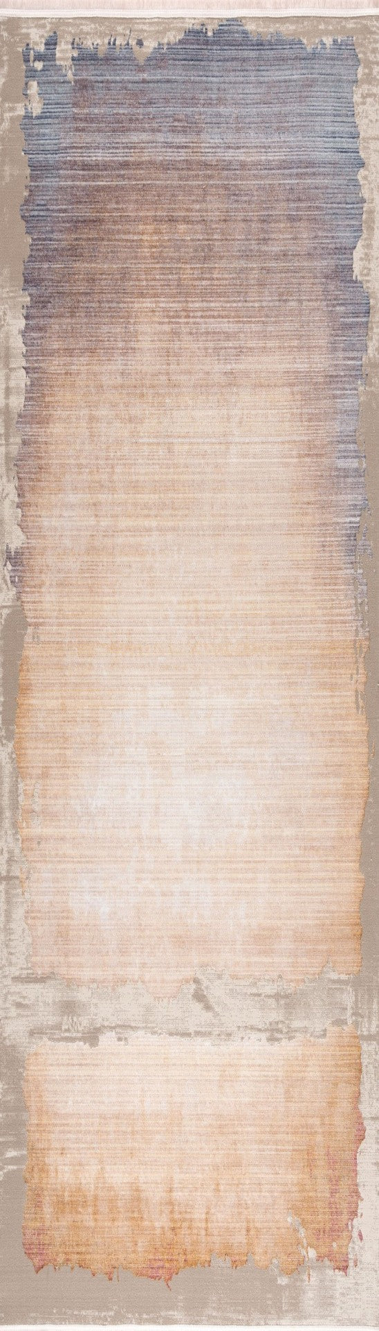 HomeRoots 14' Modern Abstract Runner Rug - Beige, Blue & Brown Design, Stain-Resistant, Perfect for Hallways 610106