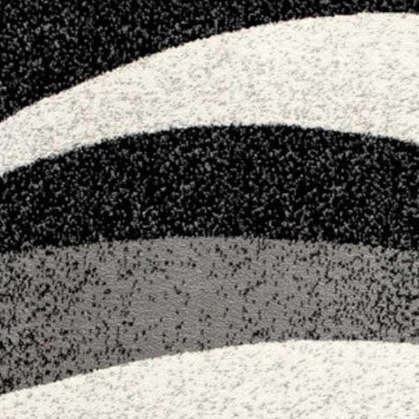 HomeRoots 18' Black and Gray Abstract Runner Rug - Stylish, Durable, Stain Resistant Accent for High-Traffic Areas 610111