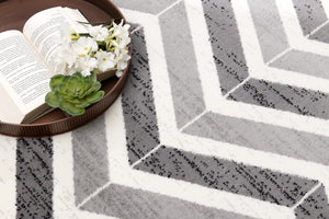 HomeRoots 18' Stylish Gray and Beige Geometric Runner Rug - Durable, Low-Maintenance Design for High-Traffic Areas 610115