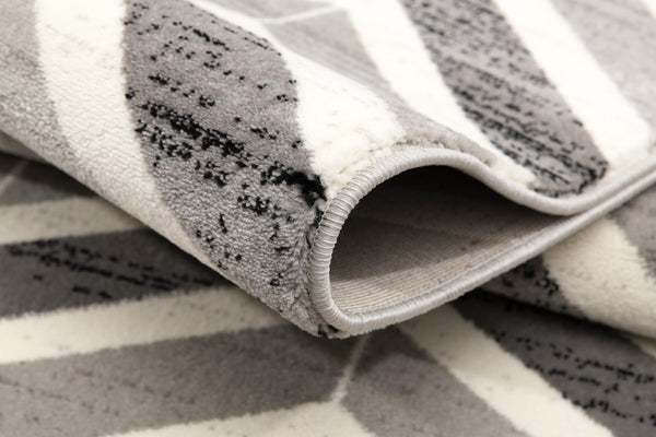 HomeRoots 18' Stylish Gray and Beige Geometric Runner Rug - Durable, Low-Maintenance Design for High-Traffic Areas 610115