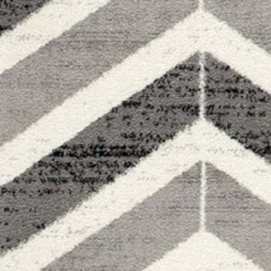 HomeRoots 18' Stylish Gray and Beige Geometric Runner Rug - Durable, Low-Maintenance Design for High-Traffic Areas 610115