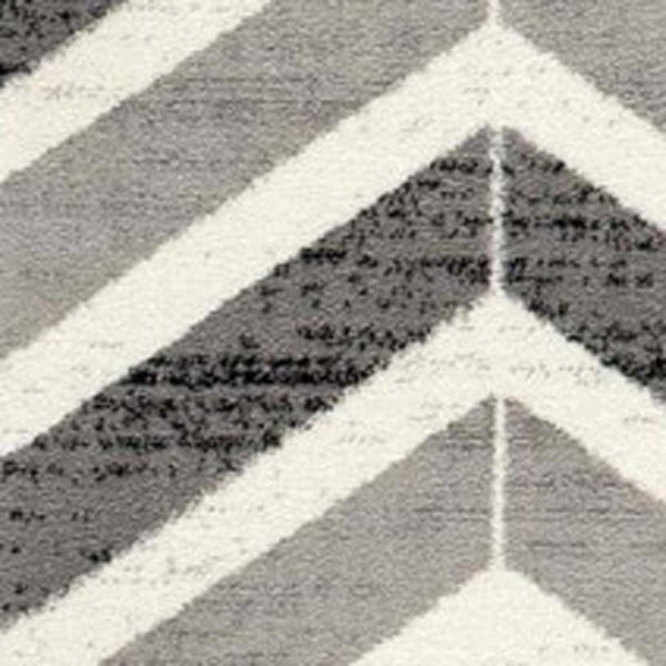 HomeRoots 18' Stylish Gray and Beige Geometric Runner Rug - Durable, Low-Maintenance Design for High-Traffic Areas 610115