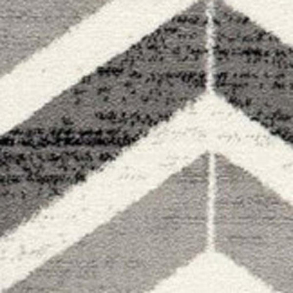 HomeRoots 16' Modern Gray and Beige Geometric Runner Rug - Durable, Stain-Resistant, Ideal for High-Traffic Areas 610116