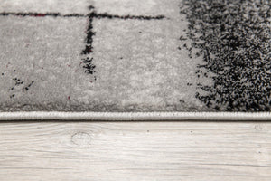 HomeRoots 18' Gray and Red Abstract Runner Rug - Stylish, Durable, Stain-Resistant for Hallways & Entryways! 610128