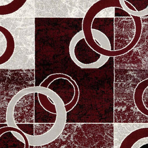 HomeRoots 2' Geometric Red and Gray Area Rug Runner - Durable, Stain-Resistant, Perfect for High-Traffic Spaces 610135