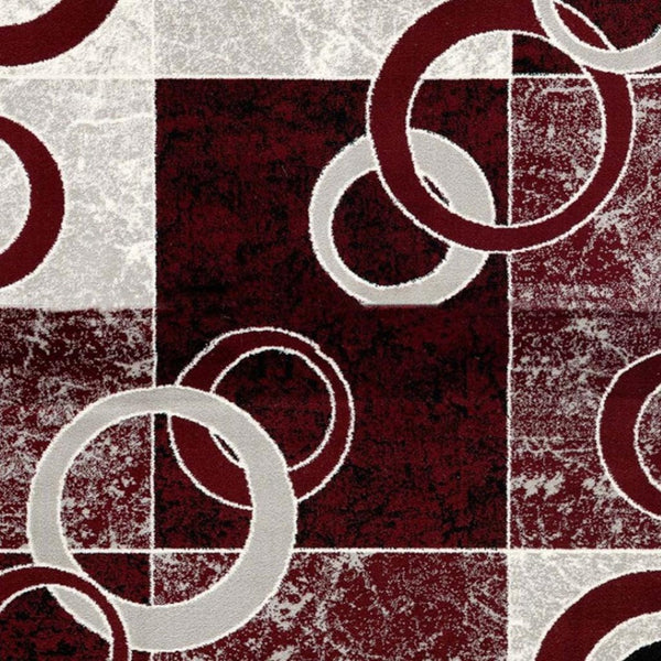 HomeRoots 2' Geometric Red and Gray Area Rug Runner - Durable, Stain-Resistant, Perfect for High-Traffic Spaces 610135