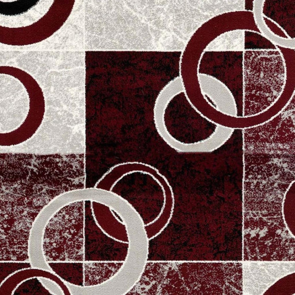 HomeRoots 2' Red and Gray Geometric Runner Rug – Durable, Modern Design Perfect for High-Traffic Areas & Homes 610136