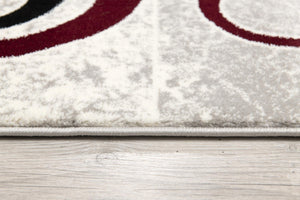 HomeRoots 19' Bold Red and Gray Geometric Runner Rug – Durable, Stain-Resistant Design for High-Traffic Areas 610137