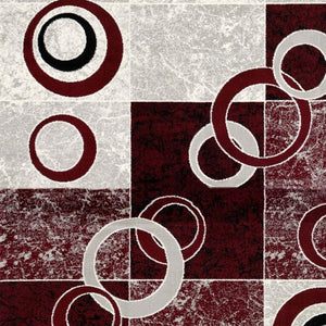 HomeRoots 19' Bold Red and Gray Geometric Runner Rug – Durable, Stain-Resistant Design for High-Traffic Areas 610137