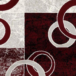 HomeRoots 18' Bold Red and Gray Geometric Runner Rug – Durable, Stain-Resistant Accent for High-Traffic Areas 610138