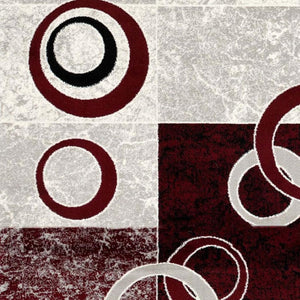 HomeRoots 17' Modern Red and Gray Geometric Runner Rug – Durable, Stylish, Easy Care for High-Traffic Areas 610139