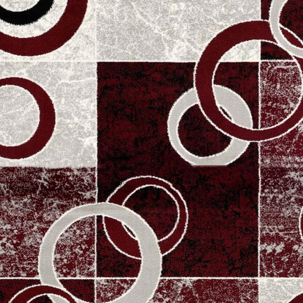 HomeRoots 16' Modern Red and Gray Geometric Runner Rug - Stylish, Durable Design for High Traffic Areas & Homes 610140