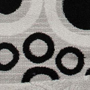 HomeRoots 18' Gray and Black Geometric Runner Rug – Durable, Stylish, Stain-Resistant for High-Traffic Areas 610143