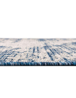 Unique Loom Outdoor Modern Cartago Machine Made Abstract Rug Blue, Ivory/Gray 10' 0" x 10' 0"