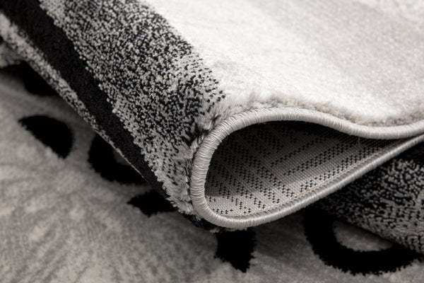 HomeRoots 16' Gray and Black Geometric Runner Rug - Modern Design, Stain-Resistant, Ideal for High-Traffic Areas 610144