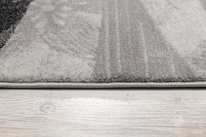 HomeRoots 16' Gray and Black Geometric Runner Rug - Modern Design, Stain-Resistant, Ideal for High-Traffic Areas 610144
