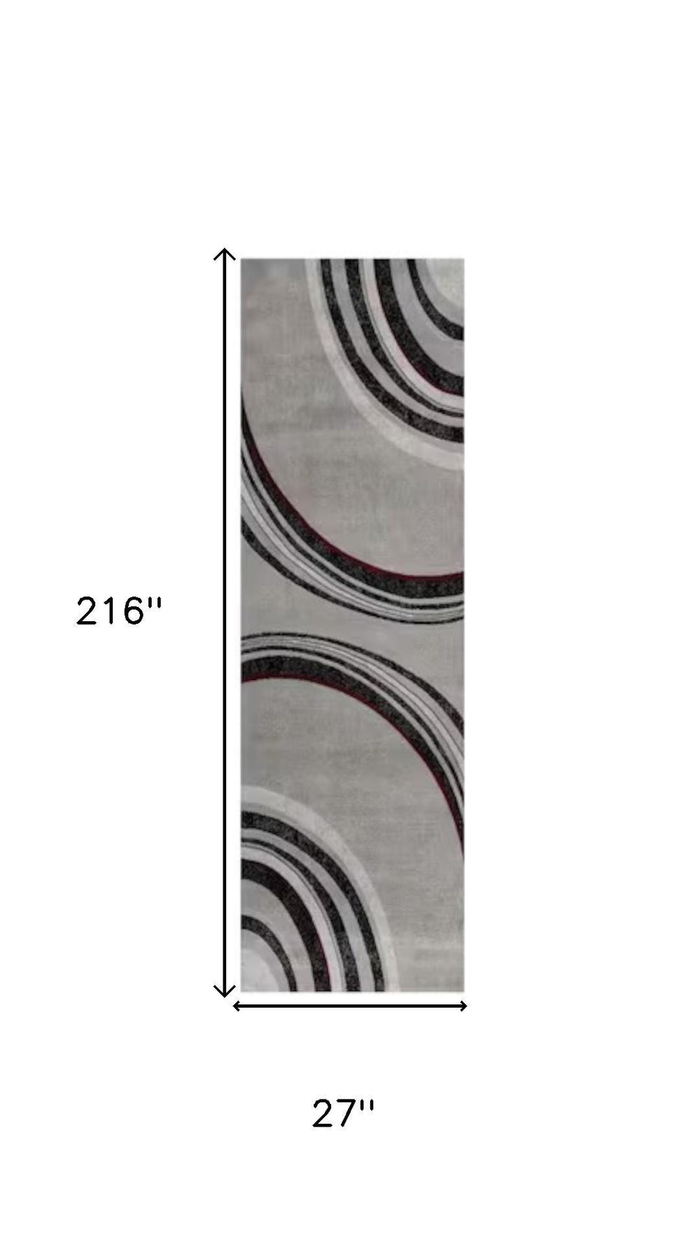 HomeRoots 18' Modern Gray and Black Abstract Runner Rug – Durable, Stain-Resistant, Perfect for High-Traffic Areas 610151