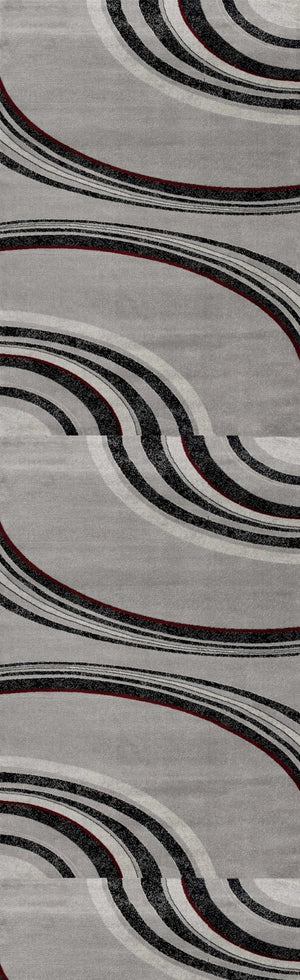 HomeRoots 16' Gray Abstract Runner Rug - Modern, Durable & Stain-Resistant, Perfect for High-Traffic Areas! 610152