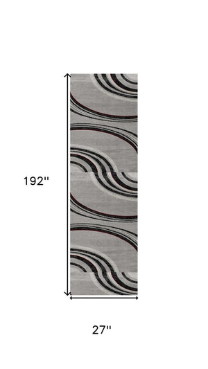 HomeRoots 16' Gray Abstract Runner Rug - Modern, Durable & Stain-Resistant, Perfect for High-Traffic Areas! 610152
