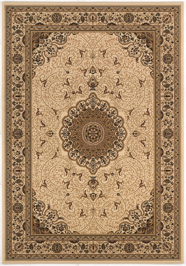 HomeRoots 25' Elegant Beige & Cream Oriental Runner Rug - Durable, Stain-Resistant, Ideal for High-Traffic Areas 610195