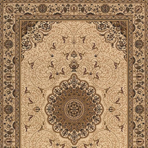 HomeRoots 25' Elegant Beige & Cream Oriental Runner Rug - Durable, Stain-Resistant, Ideal for High-Traffic Areas 610195
