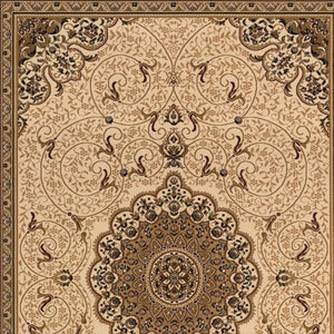 HomeRoots 20' Beige and Cream Oriental Runner Rug – Durable, Stain-Resistant Design for Timeless Hallway Charm 610196