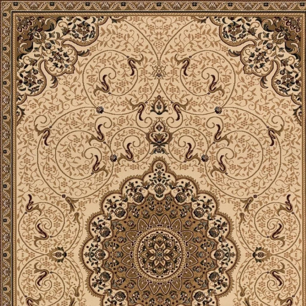 HomeRoots 20' Beige and Cream Oriental Runner Rug – Durable, Stain-Resistant Design for Timeless Hallway Charm 610196